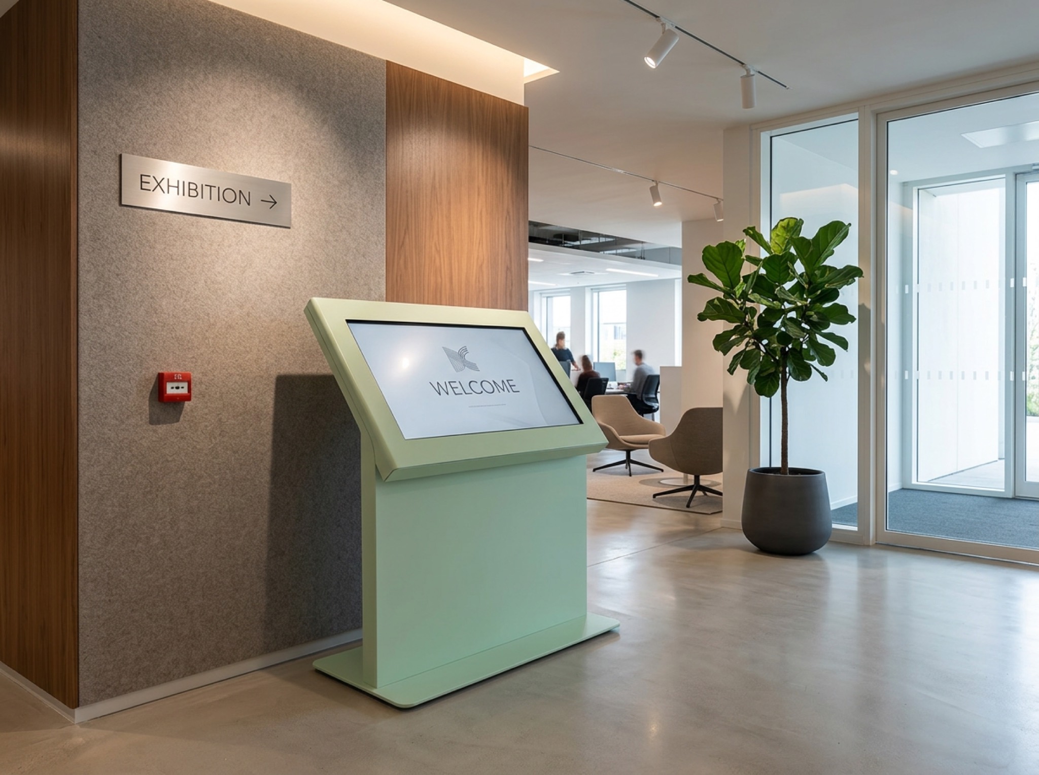 Welcome kiosk in an office reception