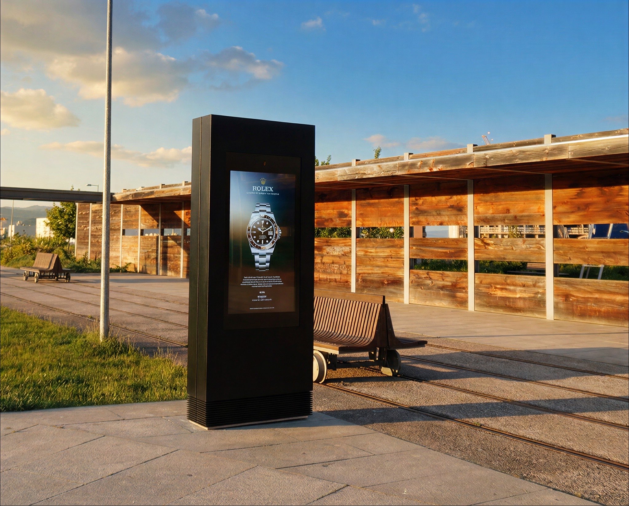 Outdoor totem on a promenade