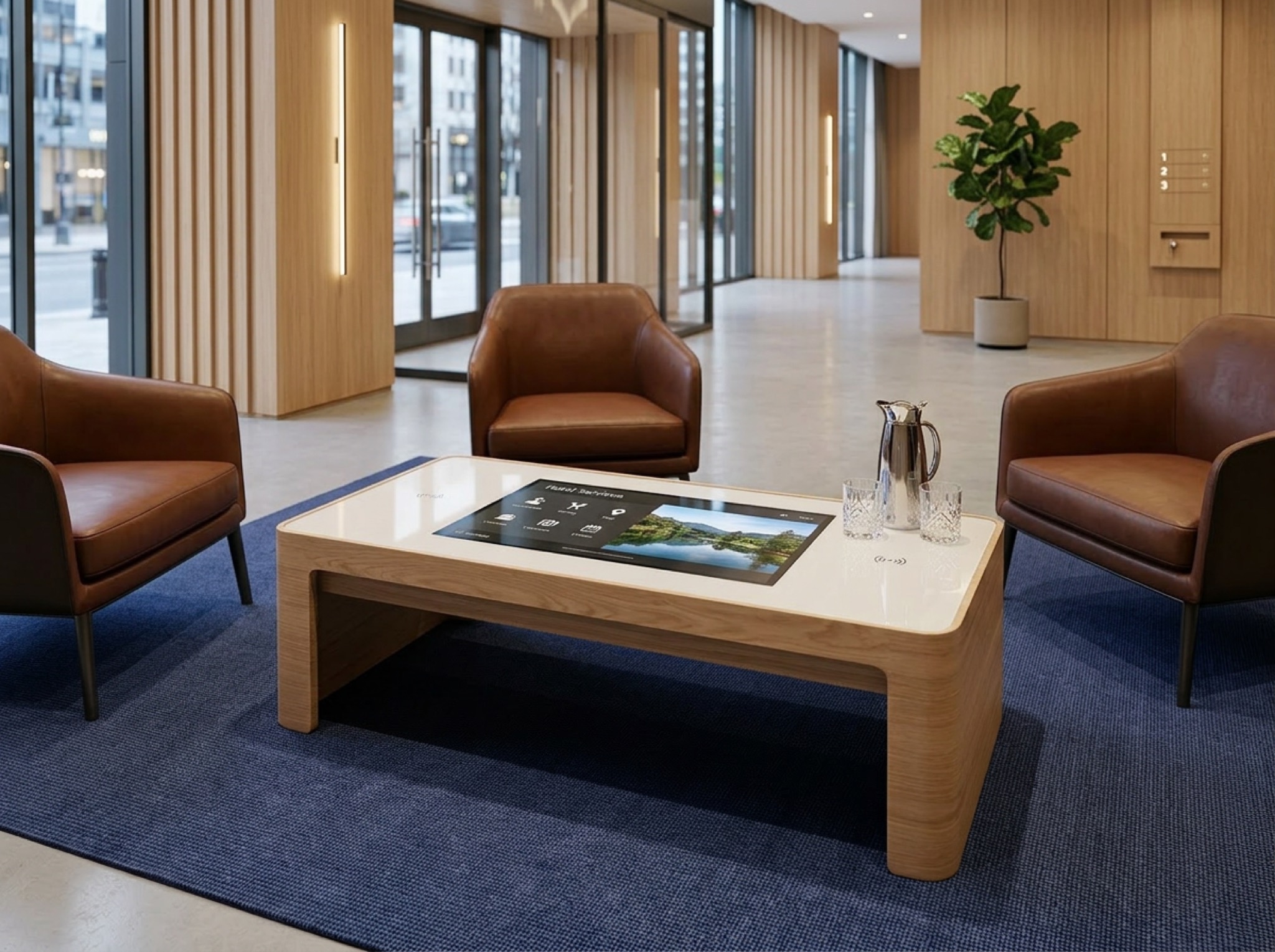 Interactive coffee table in oak
