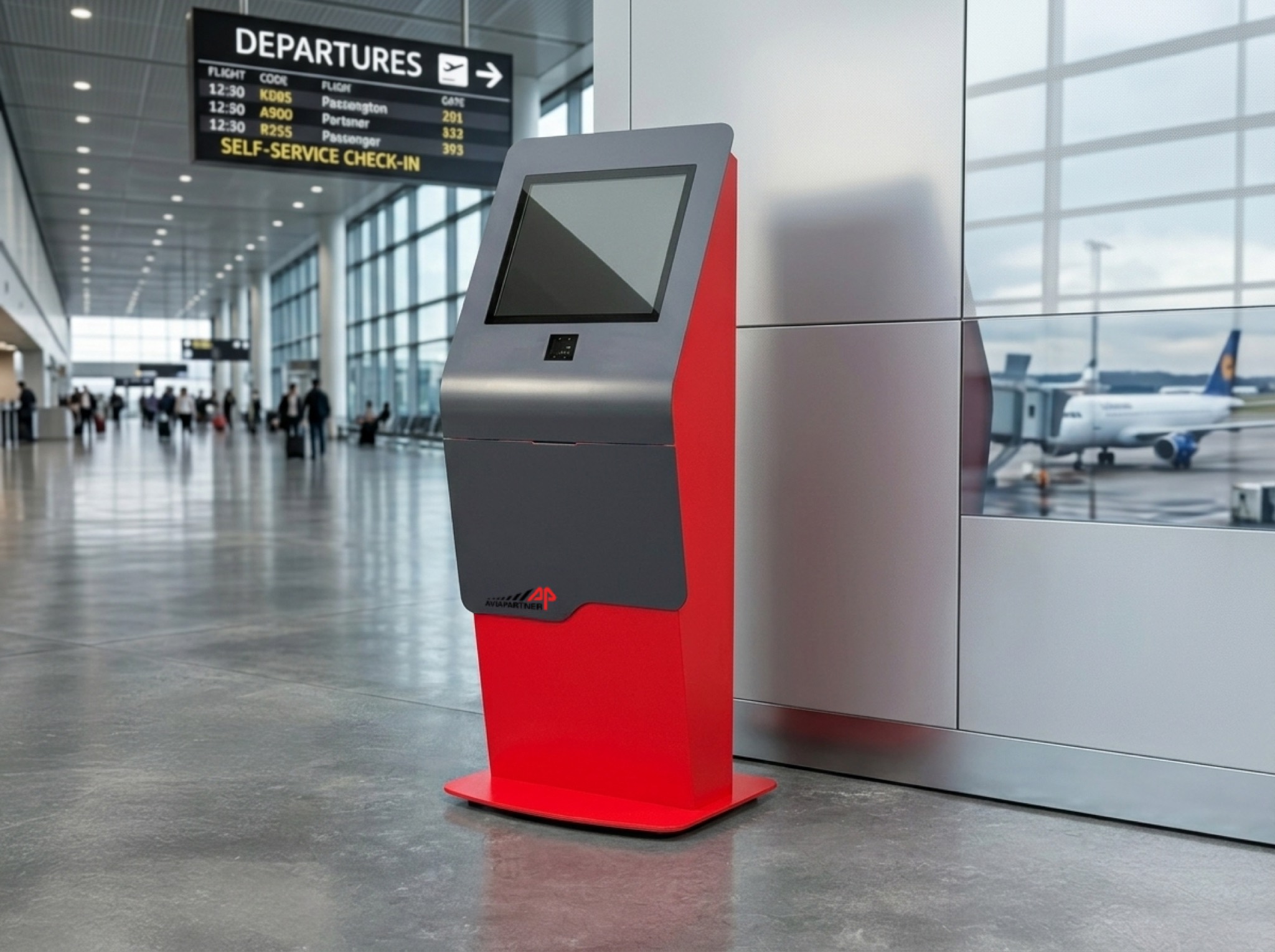 Self-service check-in kiosk in an airport