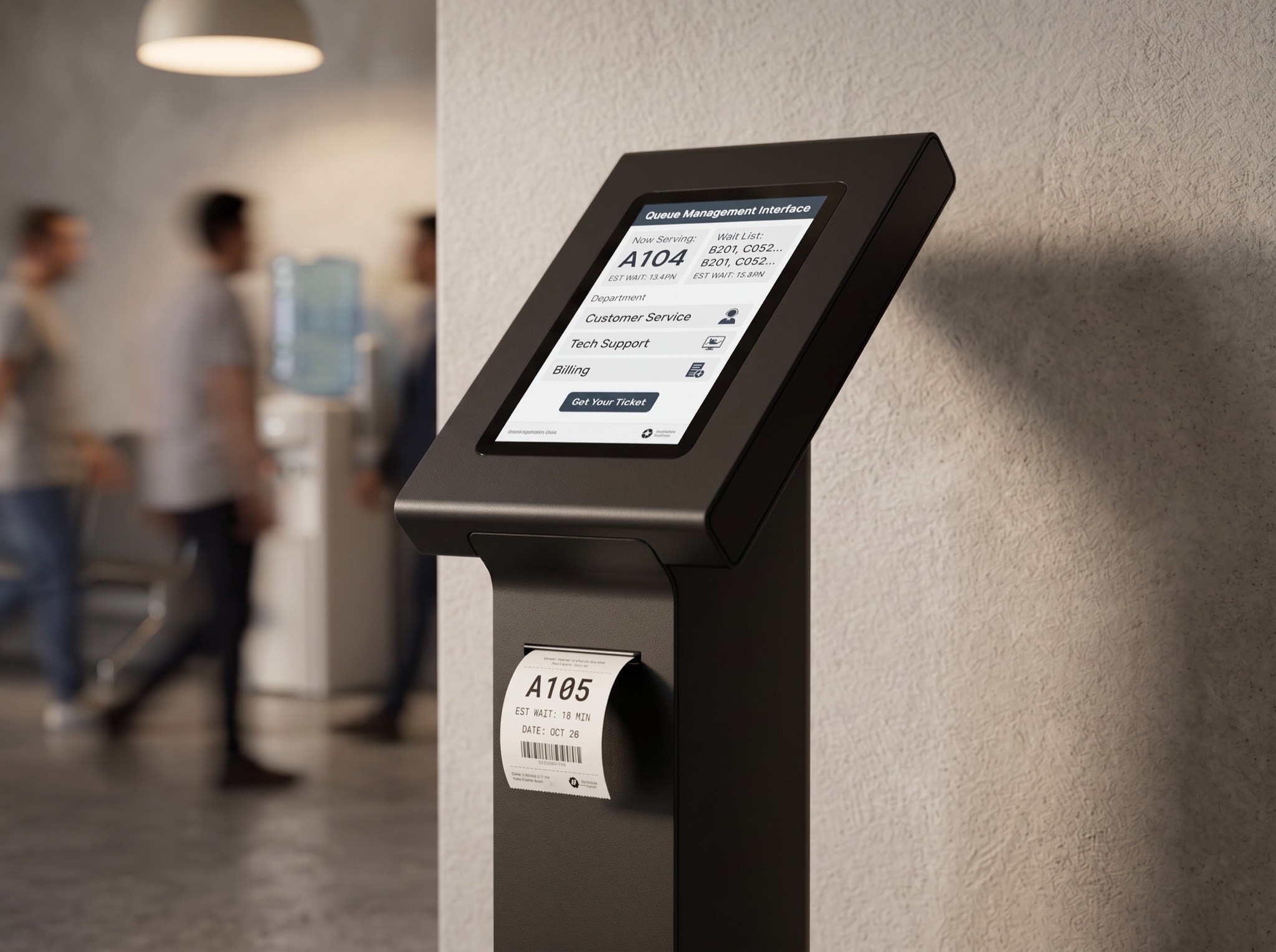 Queue management terminal with ticket printer