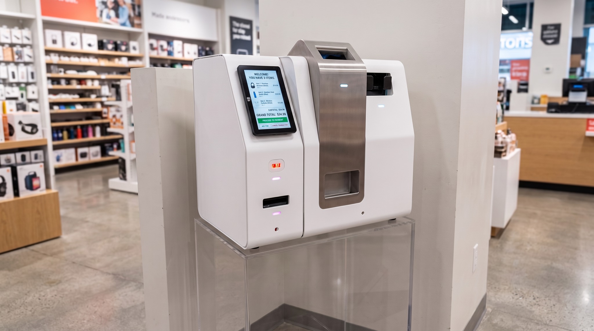 Self-service payment terminal in a store